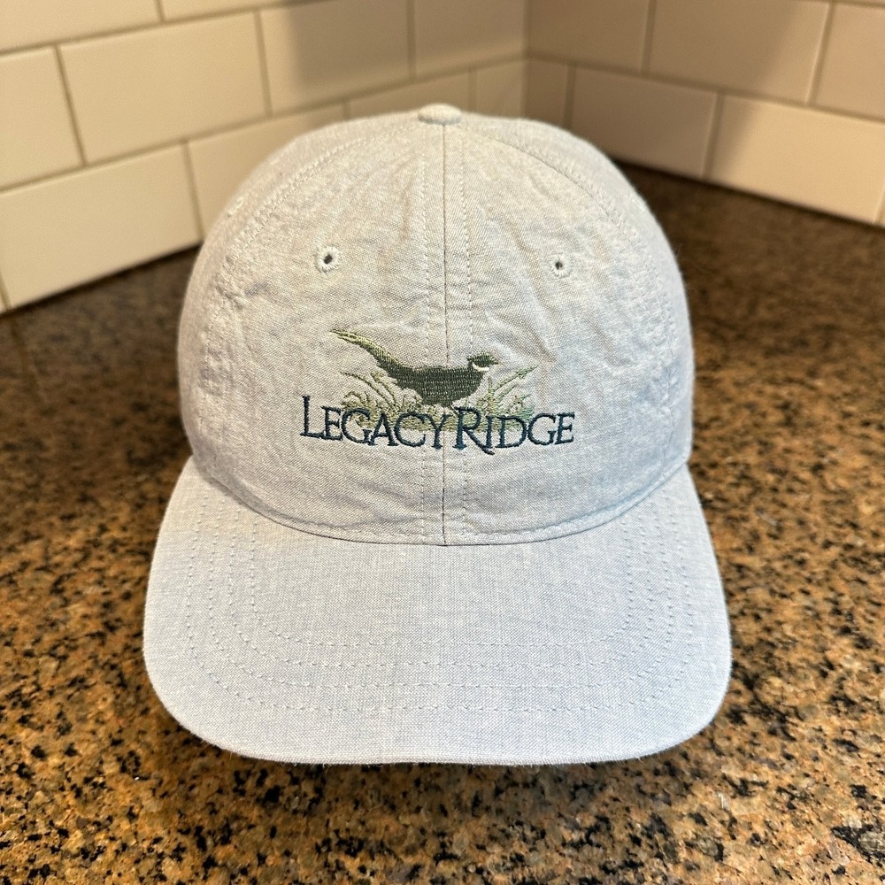 Vtg Legacy Ridge Duckster Hat Adjustable Dad Cap Gray Green Duck Bird USA Made